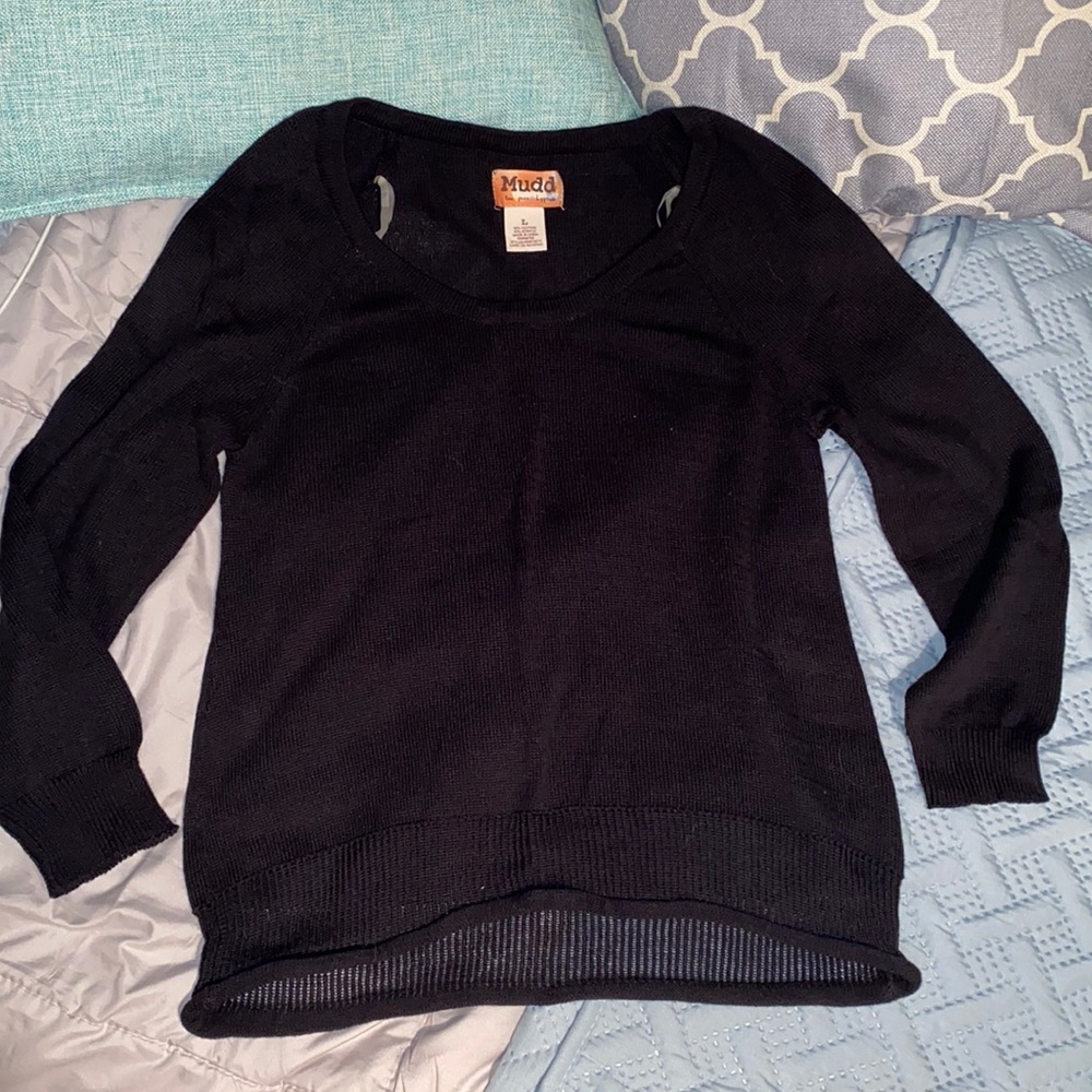 Mudd scoop neck lightweight layering sweater black juniors large